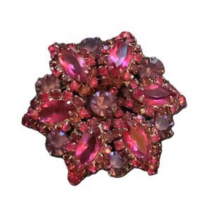 Vintage Pink and Purple Castlecliff Brooch signed